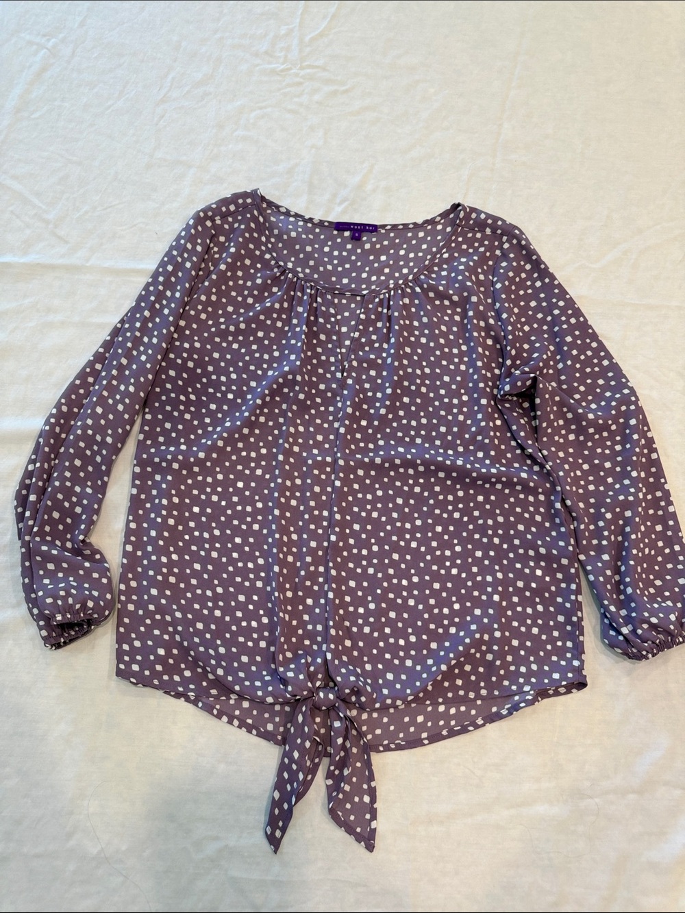 Stitch Fix West Kei Purple Polka Dot Tie-Front Blouse